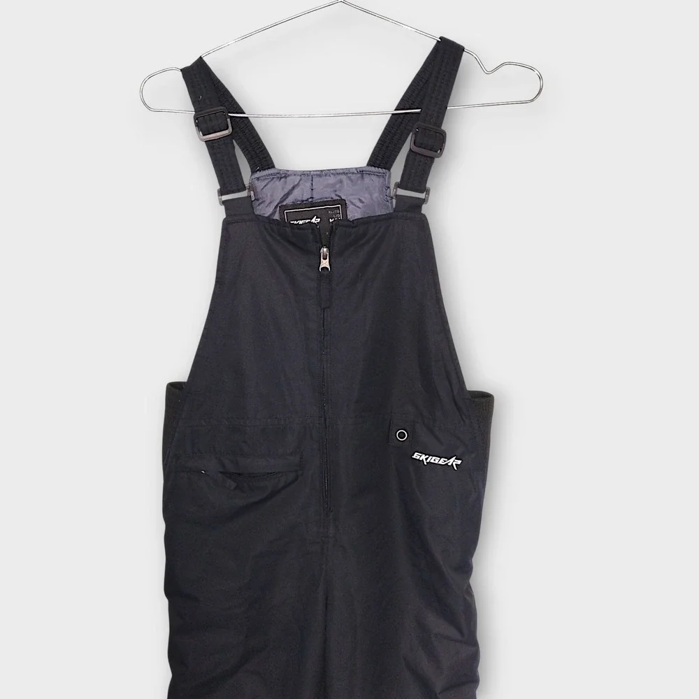 SKI GEAR Kids Sz M Snow Bibs‎ Overalls Black Youth Winter Skiing Snowboarding